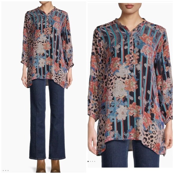 Johnny Was silk blend tunic blouse NEW - Picture 2 of 10